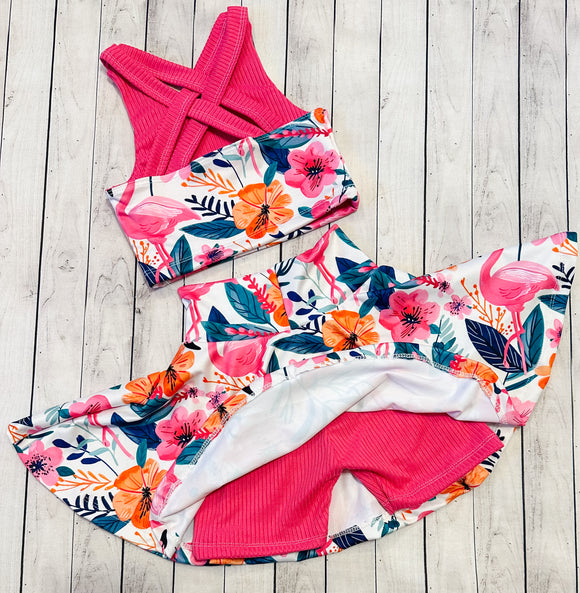 Double Crossed Crop Top & Skirted Biker Shorts