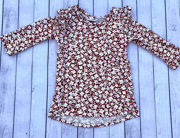 Rust Floral Tunic + Ruffle - 12-18 Month